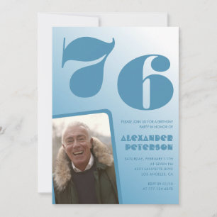 Blaue 76. Geburtstagseinladungen Männer Foto mit F Einladung