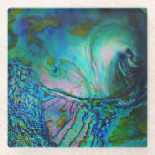 Blaue Abalone-Muschel Glasuntersetzer (Vorderseite)