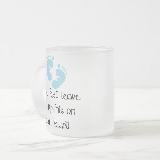 Blaue Abdruck-kleine Fuß-große Impressen Mattglastasse (Vorderseite Links)