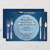 Blaue Abendessen-Party Einladung (Vorne/Hinten)