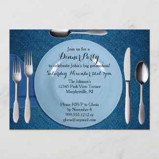 Blaue Abendessen-Party Einladung