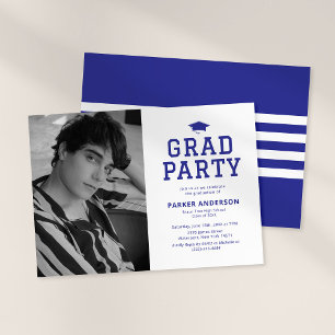 Blaue Abitur-Foto-Abschlussfeier Einladung