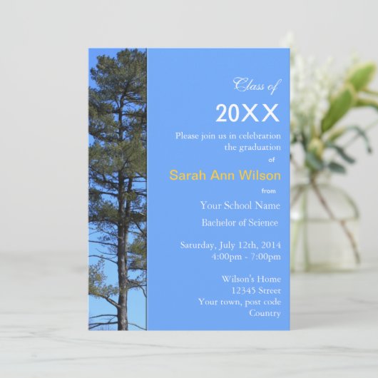 Blaue Abschluss Einladung (Stehend Vorderseite)