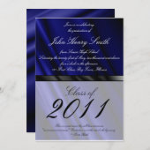 Blaue Abschluss-Einladung/Mitteilung der Seide-2 Einladung (Vorne/Hinten)