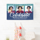Blaue Abschlussfeier 3 Foto Bold Script Moderne Mi Banner (Insitu)