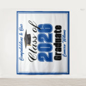Blaue Abschlussfeier Custom-Abschlussfoto-Studio Wandteppich (Vorderseite)