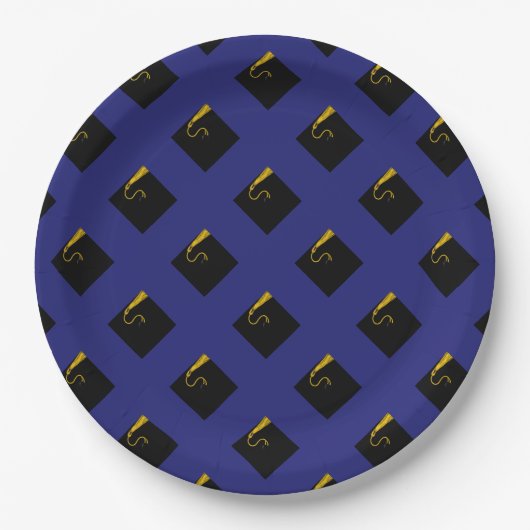 Blaue Abschlussfeier-Papierteller Pappteller (Vorderseite)