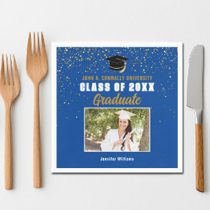 Blaue Abschlussfoto-Abschlussfeier Klasse 2026 Serviette