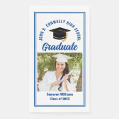 Blaue Abschlussfoto-Personalisierte Abschlussfeier Serviette (Vorderseite)