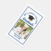 Blaue Abschlussfoto-Personalisierte Abschlussfeier Serviette (Ecke)