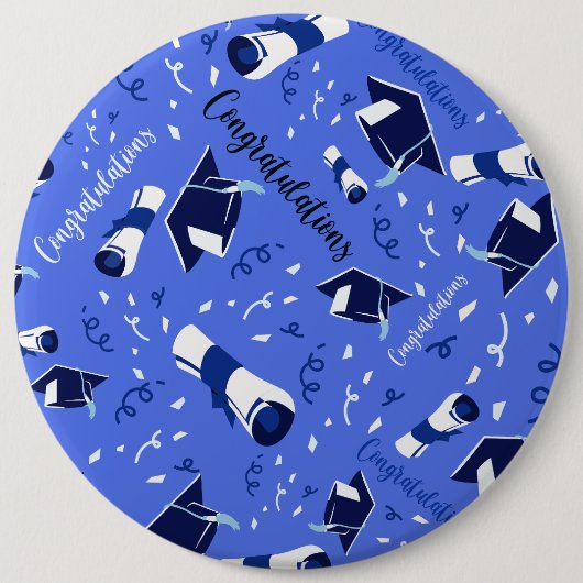 Blaue Abschlussgratulationen Button (Vorderseite)