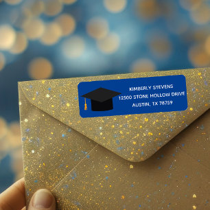 Blaue Abschlussmütze 2023 Party Rücksendeadresse