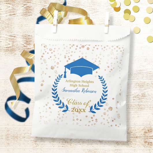 Blaue Abschlussmütze und Lorbeer-Abschlussfeier Geschenktütchen