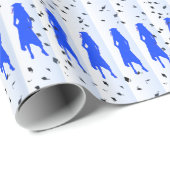 Blaue Absolvent-Mädchen-Silhouetten Geschenkpapier (Rolleneckpunkt)