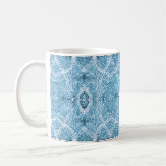 Blaue abstrakte Aquarell-Kunst Kaffeetasse (Links)