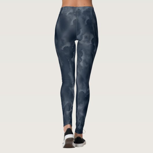 Blaue Abstrakte Aquarellfarbe Eleganter Chic Leggings (Rückseite)