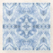 Blaue abstrakte Aquarellkunst Glasuntersetzer (Vorderseite)
