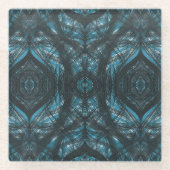 Blaue abstrakte Aquarellkunst Glasuntersetzer (Vorderseite)