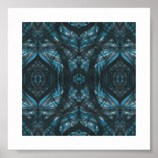 Blaue abstrakte Aquarellkunst Poster (Vorne)