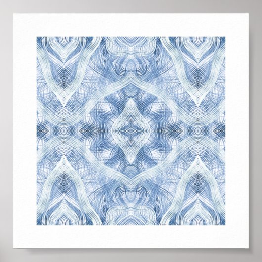 Blaue abstrakte Aquarellkunst Poster (Vorne)