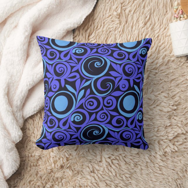 Blaue Abstrakte Blume Kissen (Decke)