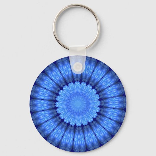 Blaue abstrakte Blume Schlüsselanhänger (Vorderseite)
