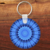 Blaue abstrakte Blume Schlüsselanhänger (Vorderseite)