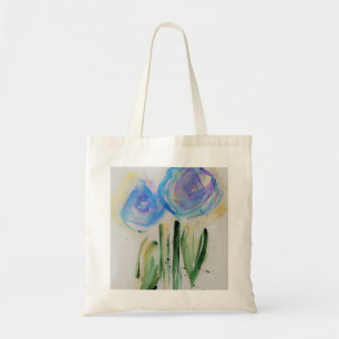 blaue abstrakte Blumen Tragetasche