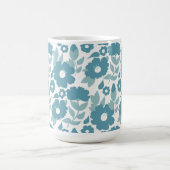 Blaue abstrakte Blumenverpackung Kaffeetasse (Mittel)