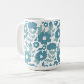 Blaue abstrakte Blumenverpackung Kaffeetasse (Vorderseite Links)