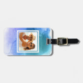 Blaue Abstrakte Farbe | Füge Deinen Namen hinzu Gepäckanhänger (Vorderseite horizontal)