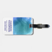Blaue Abstrakte Farbe | Füge Deinen Namen hinzu Gepäckanhänger (Rückseite horizontal)