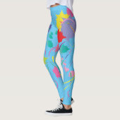 Blaue Abstrakte Farben Kunst, Dichtung und Musik Leggings (Links)