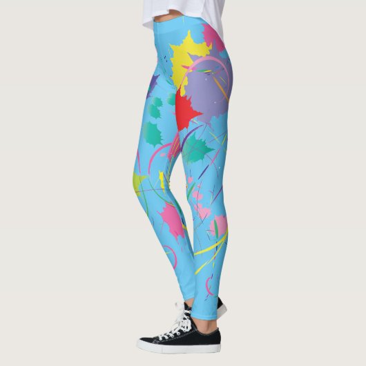 Blaue Abstrakte Farben Kunst, Dichtung und Musik Leggings (Links)