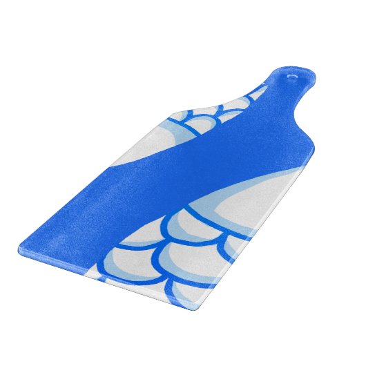 Blaue Abstrakte Fischskala Musterspanplatte Schneidebrett (Ecke)