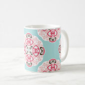 Blaue abstrakte Fliesen: niedlich Vintag. Kaffeetasse (VorderseiteRechts)
