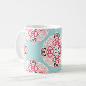 Blaue abstrakte Fliesen: niedlich Vintag. Kaffeetasse (Vorderseite Links)
