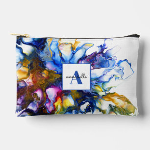 Blaue abstrakte Fluid Art Achat Name Zubehörtasche