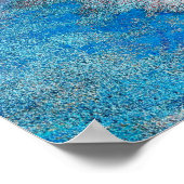 Blaue abstrakte Fun Wasserfarben Kunst Wellen Einz Poster (Ecke)