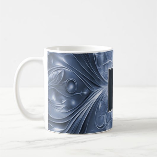 Blaue Abstrakte Geblüht Monogramm-Tasse Kaffeetasse (Links)