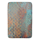 Blaue Abstrakte gemischte Tiere und Zebrahaut Badematte (Vorderseite Vertikal)