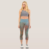 Blaue Abstrakte gemischte Tiere und Zebrahaut Capri Leggings (Vorderseite)