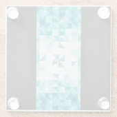 Blaue abstrakte geometrische Hintergrund-Schablone Glasuntersetzer (Rückseite)