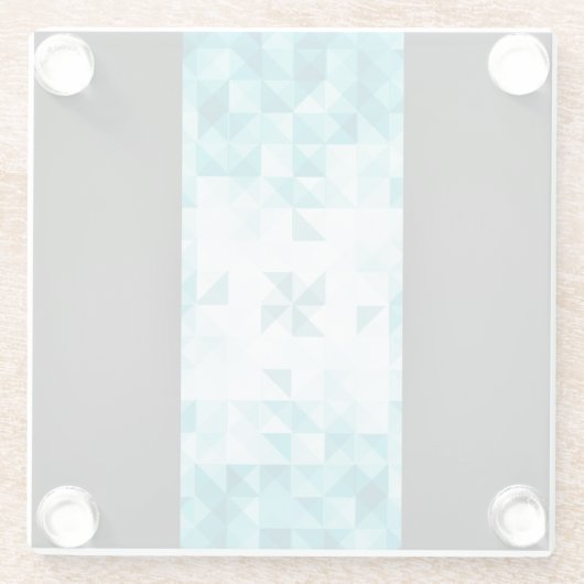 Blaue abstrakte geometrische Hintergrund-Schablone Glasuntersetzer (Rückseite)