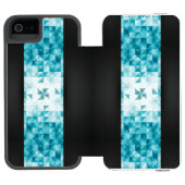 Blaue abstrakte geometrische Hintergrund-Schablone Incipio iPhone Geldbeutel-Hülle (Folio Geöffnet)