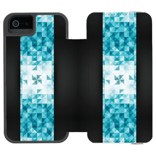 Blaue abstrakte geometrische Hintergrund-Schablone Incipio iPhone Geldbeutel-Hülle (Folio Geöffnet)