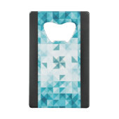 Blaue abstrakte geometrische Hintergrund-Schablone Kreditkarten Flaschenöffner (Rückseite)