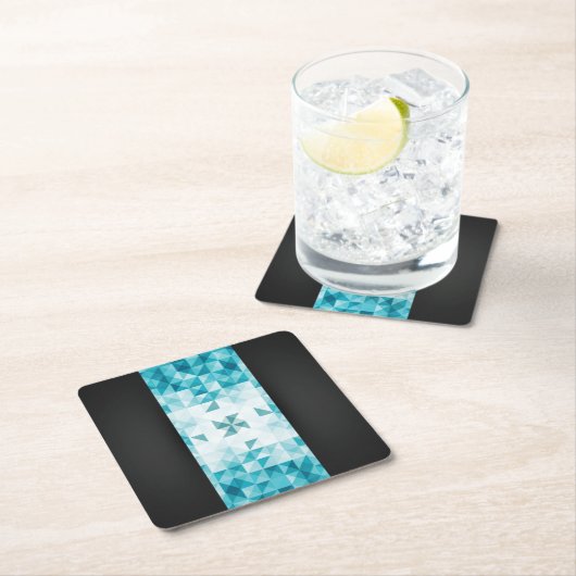 Blaue abstrakte geometrische Hintergrund-Schablone Rechteckiger Pappuntersetzer (Vor Ort)