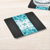 Blaue abstrakte geometrische Hintergrund-Schablone Rechteckiger Pappuntersetzer (angewinkelt)