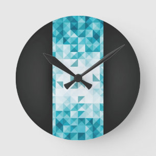 Blaue abstrakte geometrische Hintergrund-Schablone Runde Wanduhr